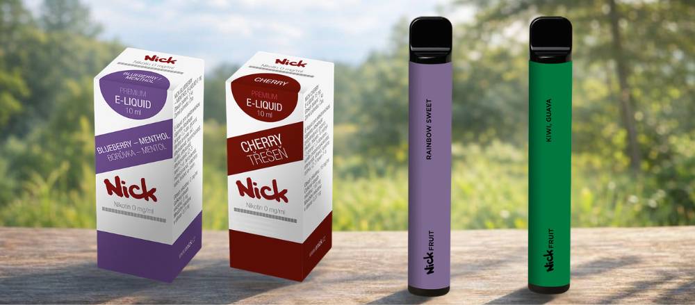Beznikotinové Nick e-liquid a Nick Fruit