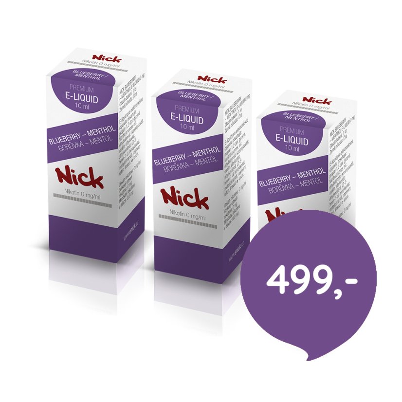 3 ks Nick e-liquid BLUEBERRY MENTHOL 0mg, 10 ml