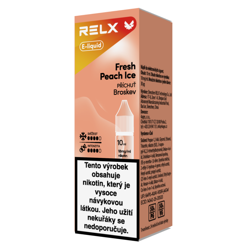 RELX e-liquid Fresh Peach Ice 18 mg, 10 ml, U