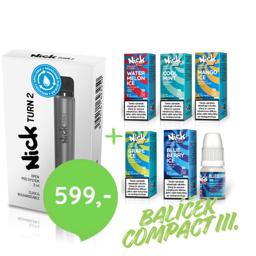 Balíček Nick SW e-liquid COMPACT III. - balíček s cenou 599 Kč