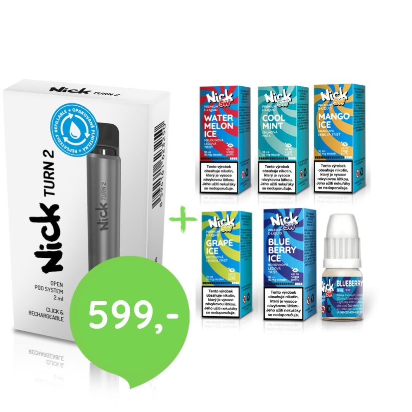 Balíček Nick SW e-liquid COMPACT III. - sada 5 liquidů SW + vapovací zařízení