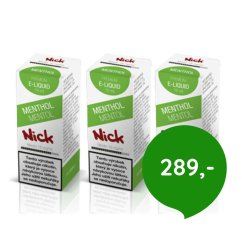 3 ks Nick e-liquid MENTHOL 16 mg, 10 ml - cena balíčku 289 Kč