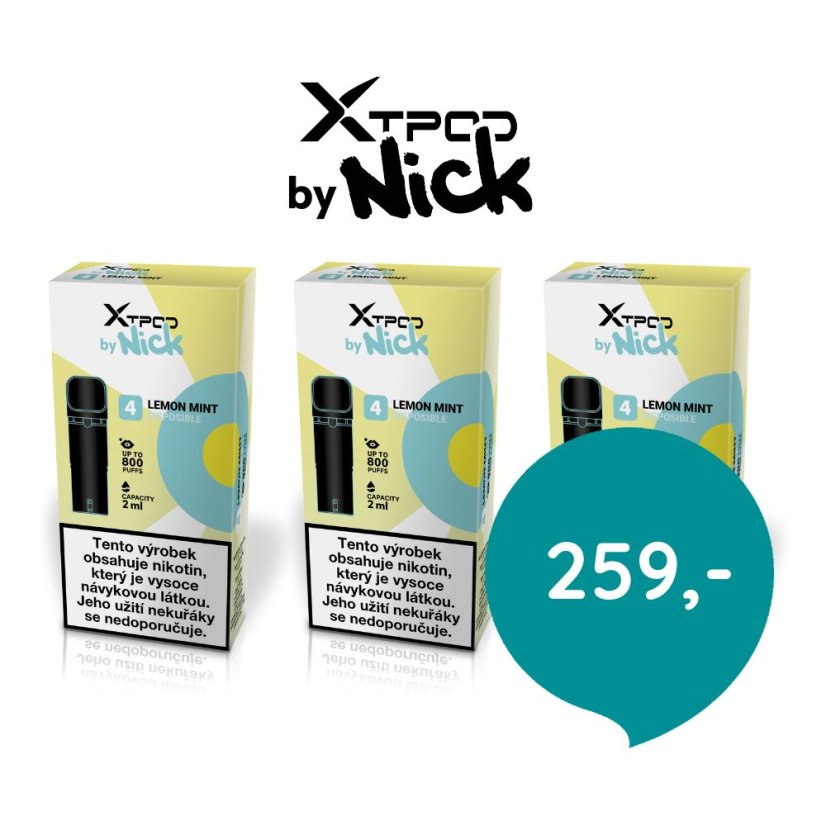 Nick XTPOD sada přednaplněných podů - příchut citron máta - 259 Kč