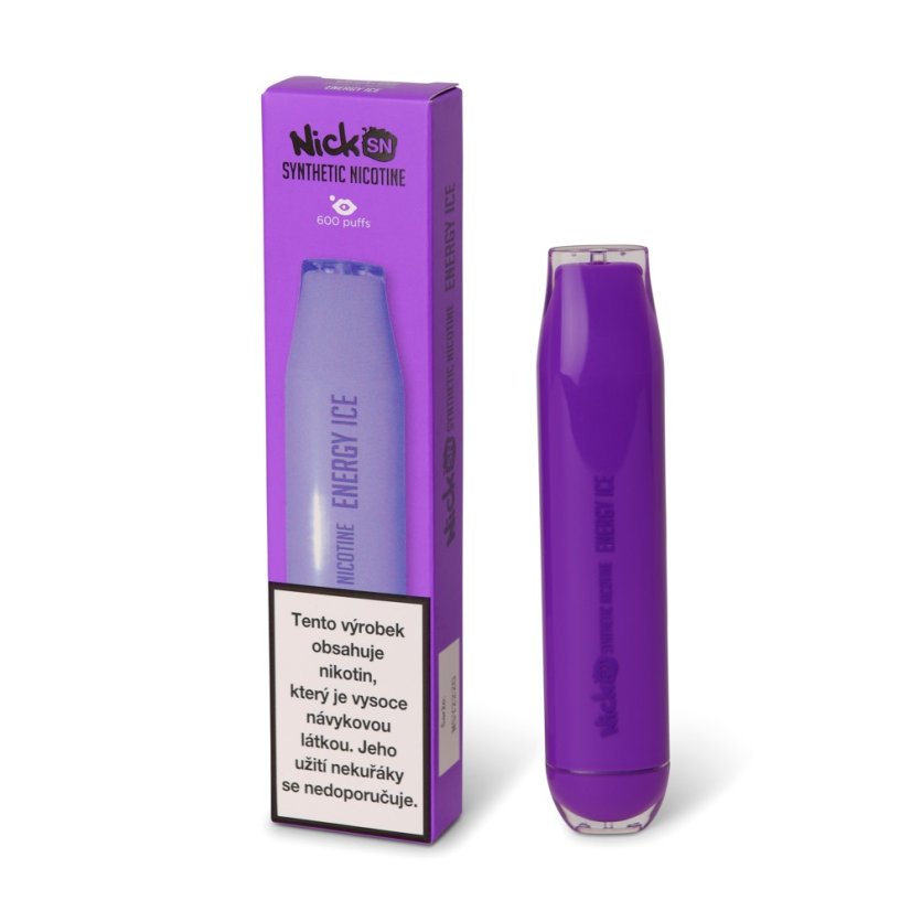 Jednorázová e-cigareta Nick Synthetic Energy Ice 6 mg - Osvěžující ledová energie (6 mg syntetického nikotinu)
