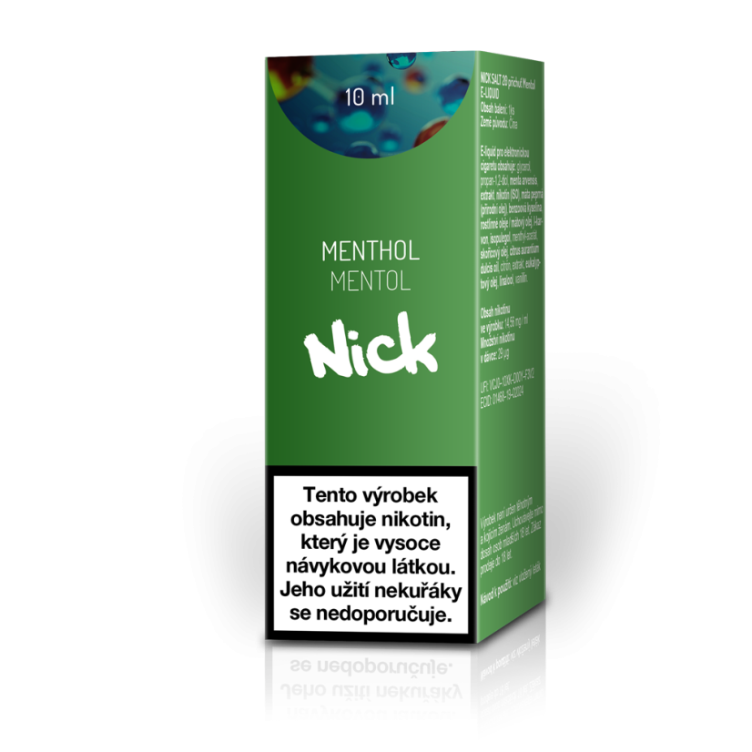 Nick e-liquid MENTHOL NICOTINE SALT 20 mg, 10 ml, U