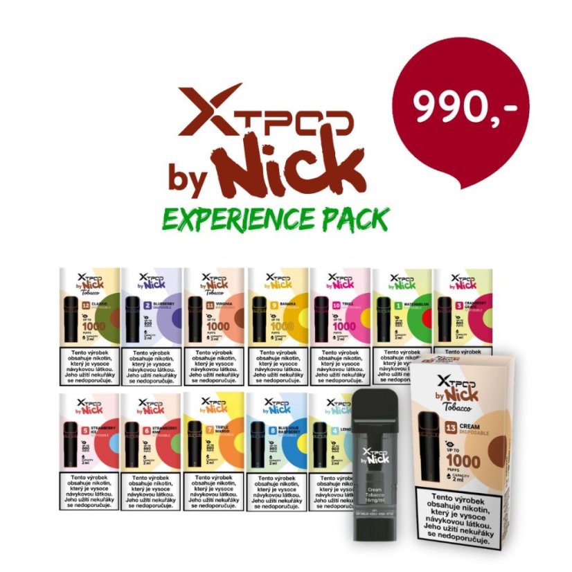 X TPOD Experience Pack – 13 příchutí + 2 zařízení, cena celého balení 990 Kč