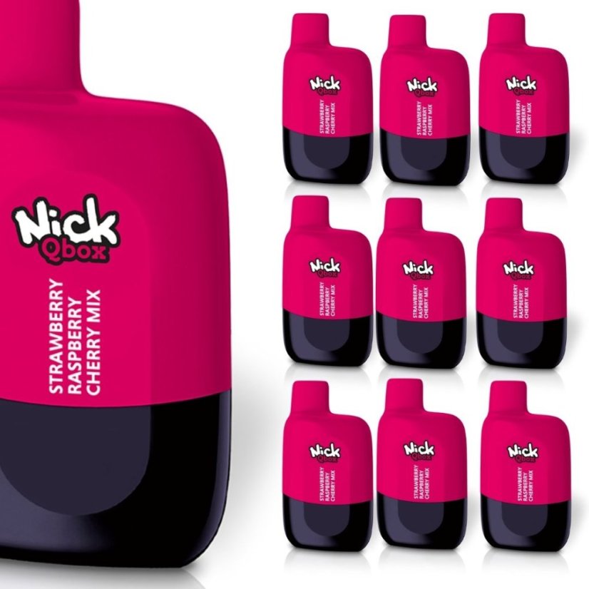 10 ks Nick Qbox STRAWBERRY RASPBERRY CHERRY MIX 16 mg - příchuť jahoda malina třešně