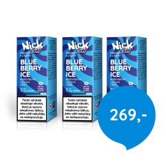3 ks Nick e-liquid SW BLUEBERRY ICE 16 mg, 10 ml - cena sady 269 Kč