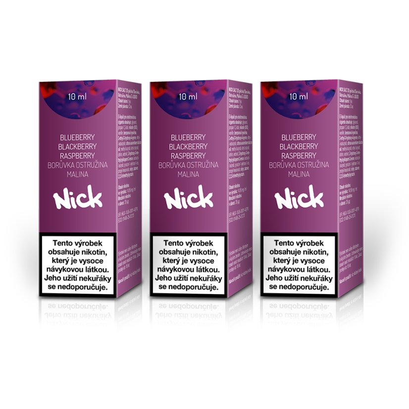 3 ks Nick e-liquid BLUEBERRY RASPBERRY NICOTINE SALT 20 mg, 10 ml