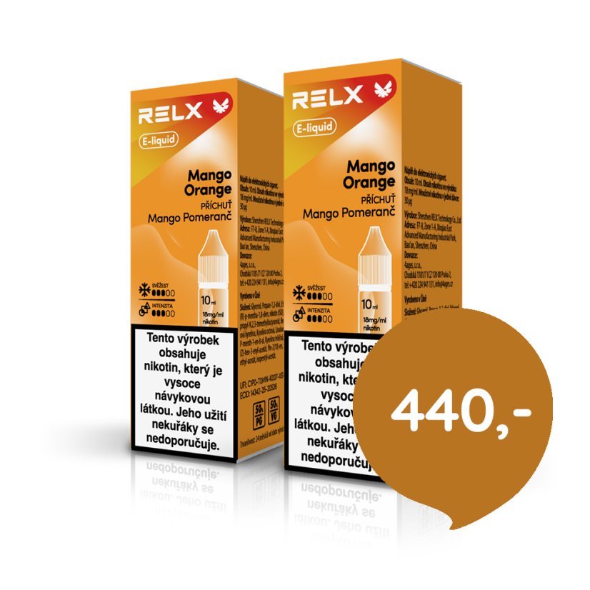 2 ks RELX e-liquid Mango Orange 18 mg, 10 ml