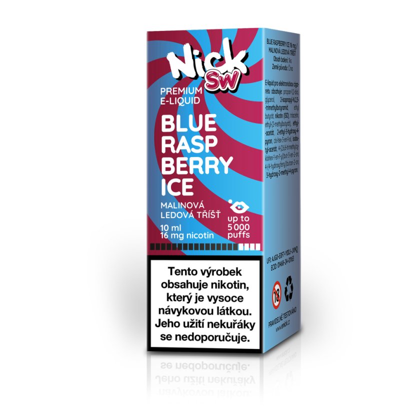 Nick e-liquid SW BLUE RASPBERRY ICE 16 mg, 10 ml příchuť modrá malina
