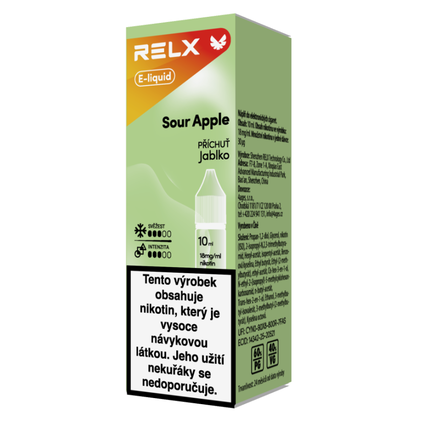 RELX e-liquid Sour Apple 18 mg, 10 ml, U RELX e-liquid Sour Apple 18 mg, 10 ml, U