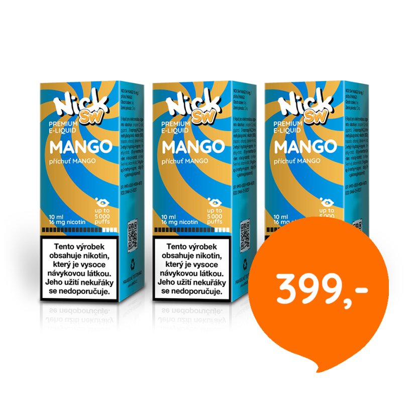 3 ks Nick e-liquid SW MANGO 16 mg, 10 ml