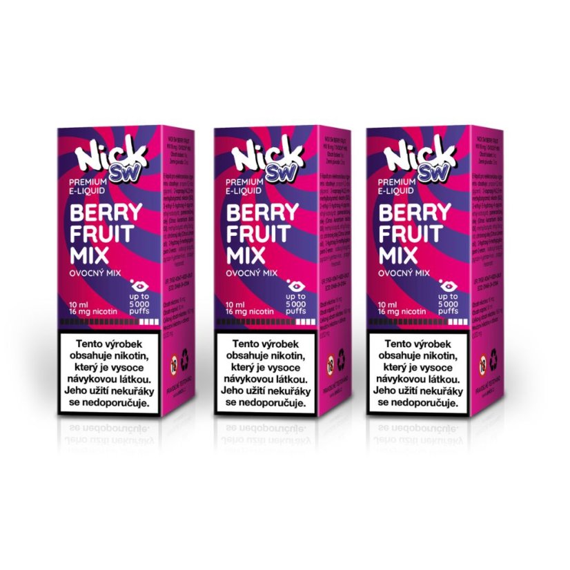 3 ks Nick e-liquid SW MIXED BERRIES 16 mg, 10 ml - příchuť mix bobulí