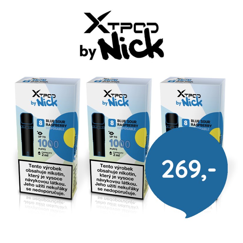 3 ks X TPOD by Nick Blue Sour Raspberry 20 mg