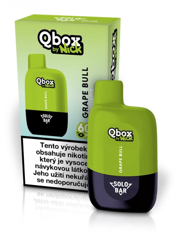 Jednorázová e-cigareta Solo Bar Qbox by Nick GRAPE BULL 20 mg - Chuťová hroznová bomba (20 mg nikotinu) 