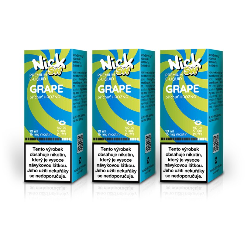 3 ks Nick e-liquid SW GRAPE 16 mg, 10 ml