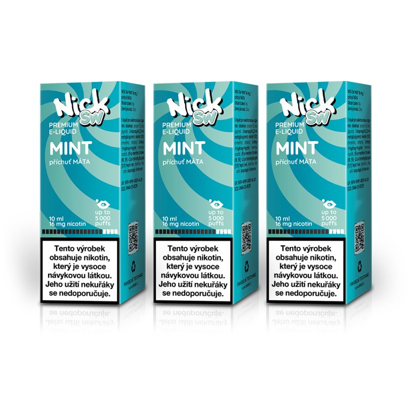 3 ks Nick e-liquid SW MINT 16 mg, 10 ml