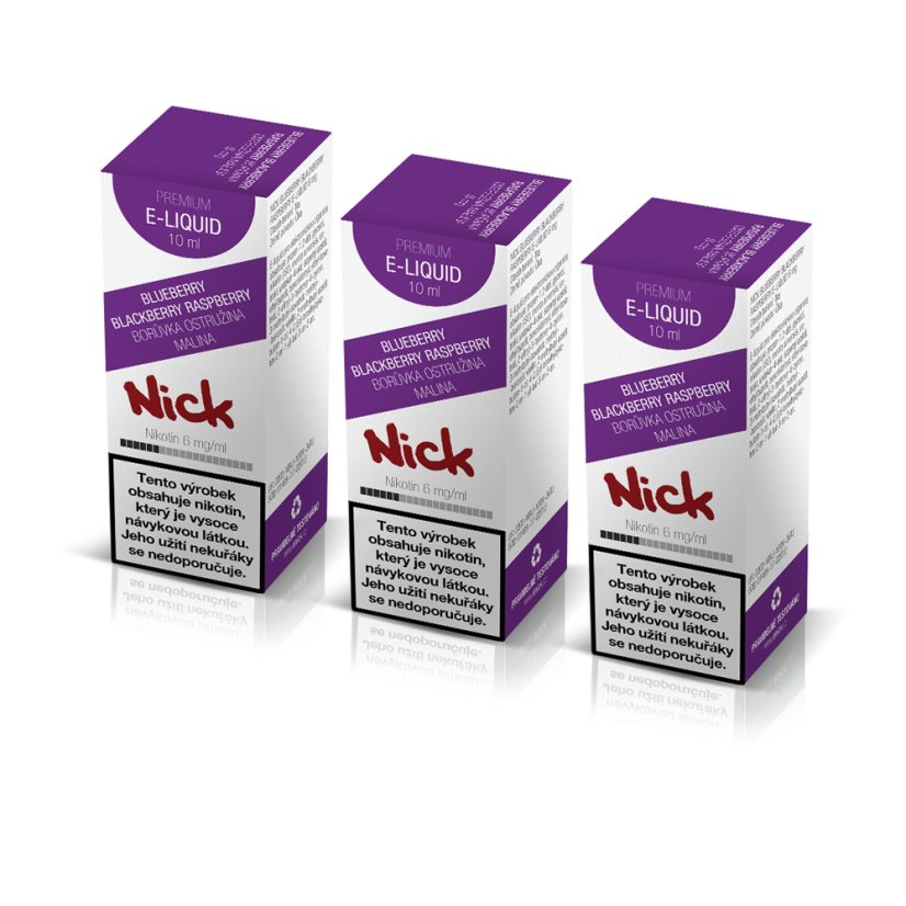 3 ks Nick e-liquid BLUEBERRY BLACKBERRY RASPBERRY 6 mg, 10 ml
