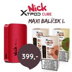 Balíček I. - X TPOD 3+1 CUBE DEVICE - 3 liquidy a dobíjecí e-cigarety X TPOD s cenou 399 Kč