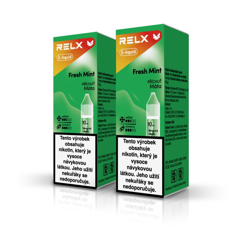 2 ks RELX e-liquid Fresh Mint 18 mg, 10 ml