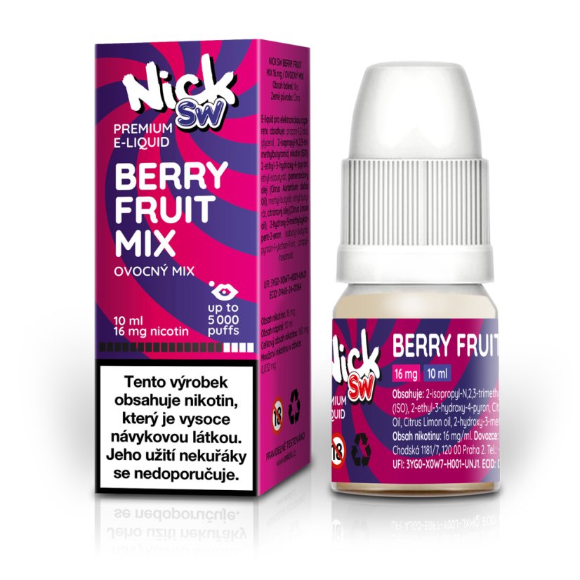 Nick e-liquid SW BERRY FRUIT MIX 16 mg, 10 ml  - sladký liquid s příchutí bobulí