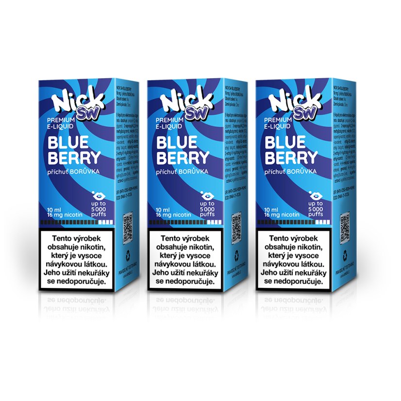 3 ks Nick e-liquid SW BLUEBERRY 16 mg, 10 ml