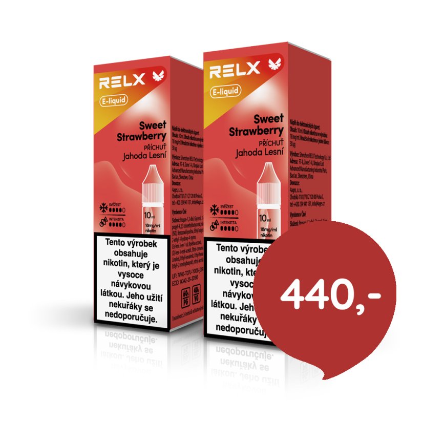 2 ks RELX e-liquid Sweet Strawberry 18 mg, 10 ml