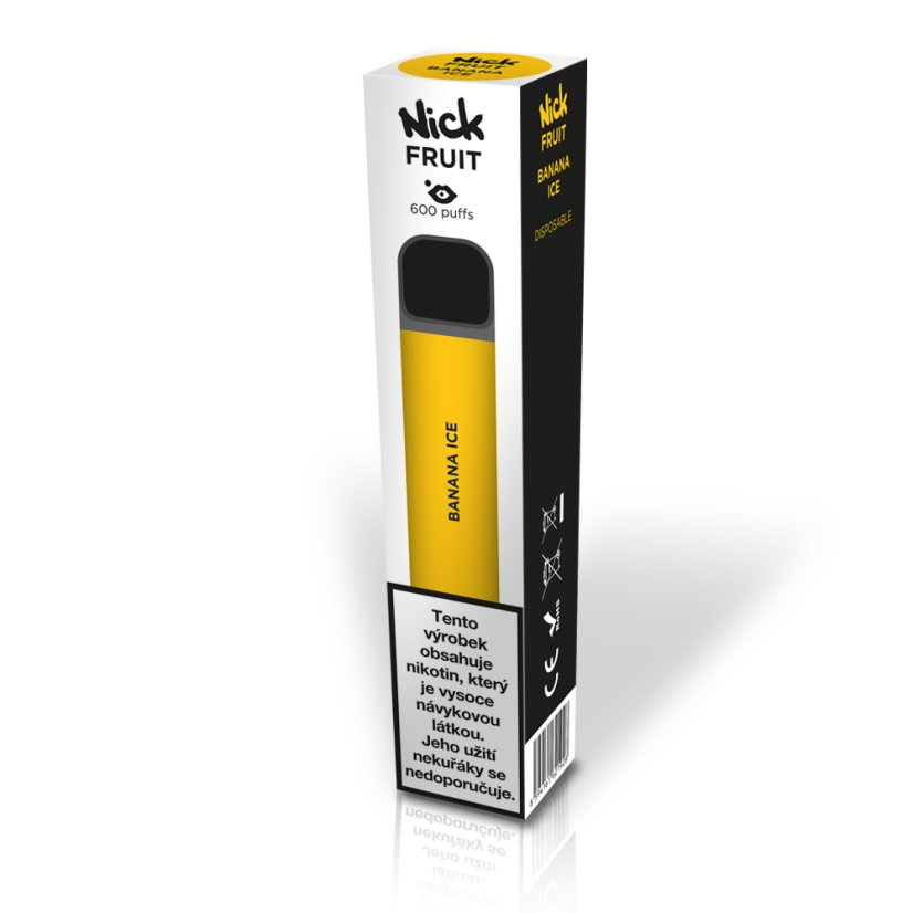 Jednorázová elektronická cigareta Nick Fruit BANANA ICE 16 mg - Ledový banán (16 mg nikotinu)