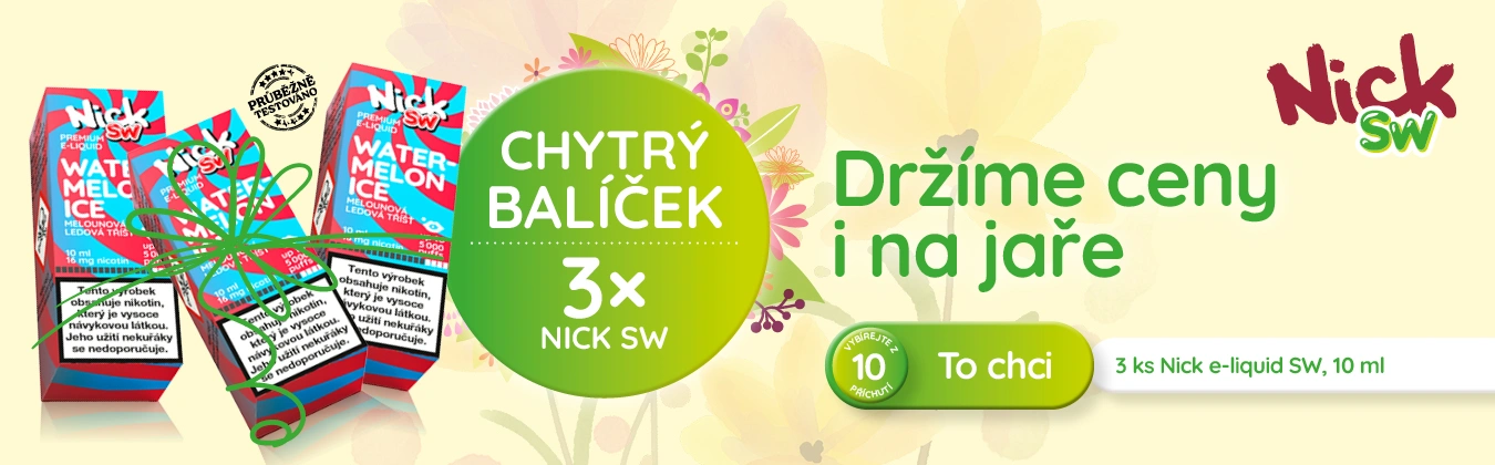 Nick sweet liquidy - balíčky po 3 kusech