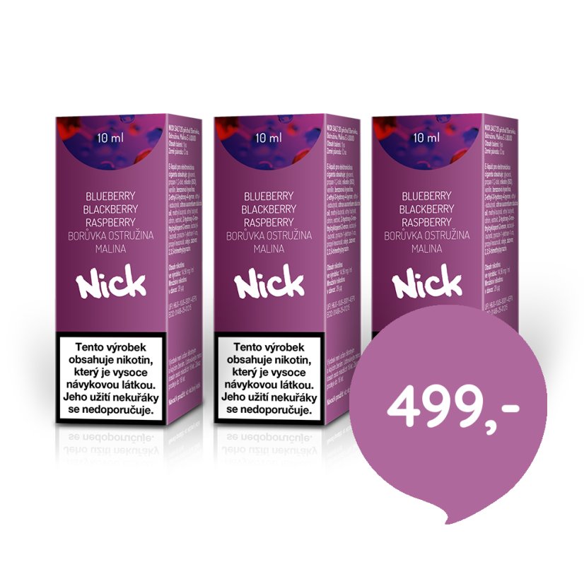 3 ks Nick e-liquid BLUEBERRY RASPBERRY NICOTINE SALT 20 mg, 10 ml