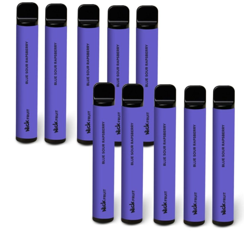 10 ks Nick FRUIT BLUE SOUR RASPBERRY 16 mg - 10 e-cigaret s příchutí modrá malina