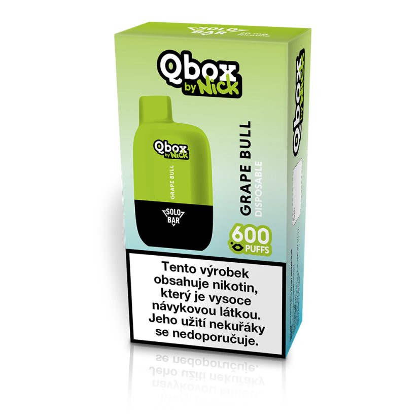 Elektronická cigareta Solo Bar Qbox by Nick GRAPE BULL 20 mg - Osvěžující hrozna (20 mg nikotinu) 