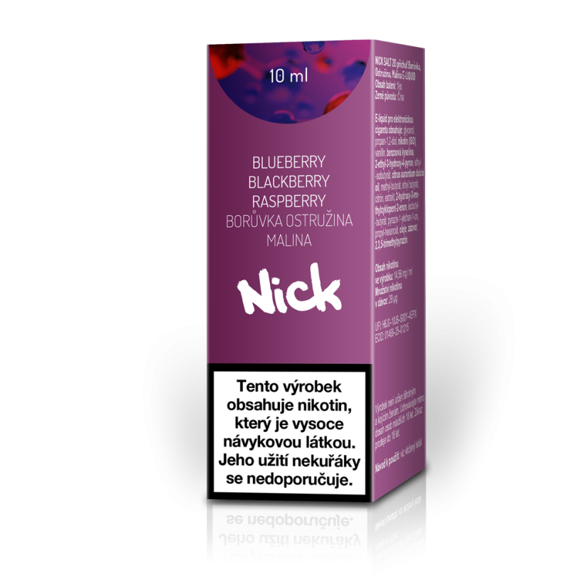 Nick e-liquid BLUEBERRY BLACKBERRY RASPBERRY NICOTINE SALT 20 mg, 10 ml, U