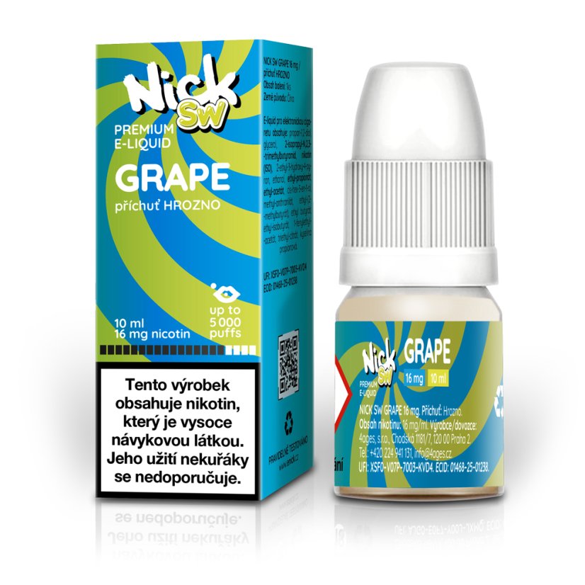 Nick e-liquid SW GRAPE 16 mg, 10 ml, U