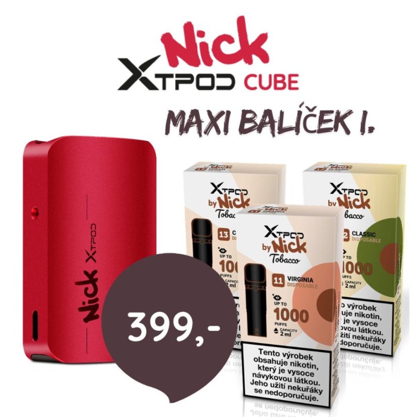 Balíček I. - X TPOD 3+1 CUBE DEVICE - 3 liquidy a dobíjecí e-cigarety X TPOD s cenou 399 Kč
