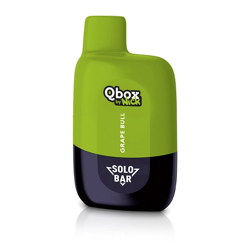 E-cigareta Solo Bar Qbox by Nick GRAPE BULL 20 mg - Chuť hroznovy plné energie (20 mg nikotinu) 