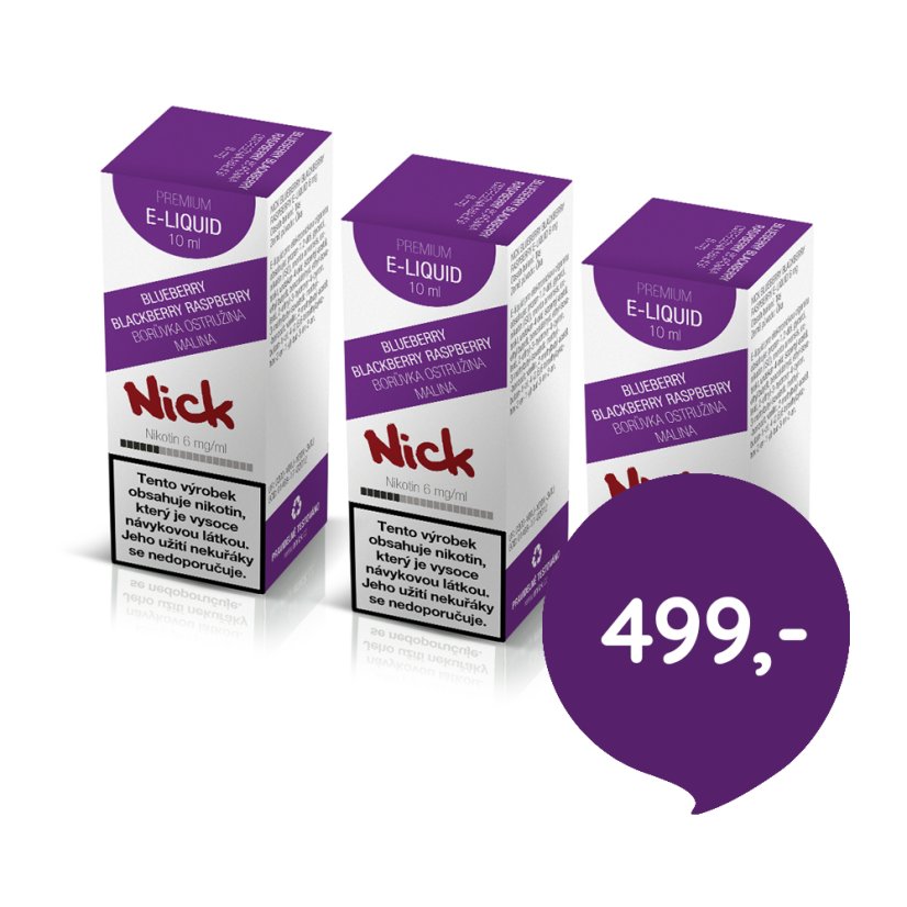 3 ks Nick e-liquid BLUEBERRY BLACKBERRY RASPBERRY 6 mg, 10 ml