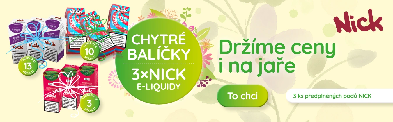 Nick e-liquidy - celá nabídka - balíčky po 3 ks