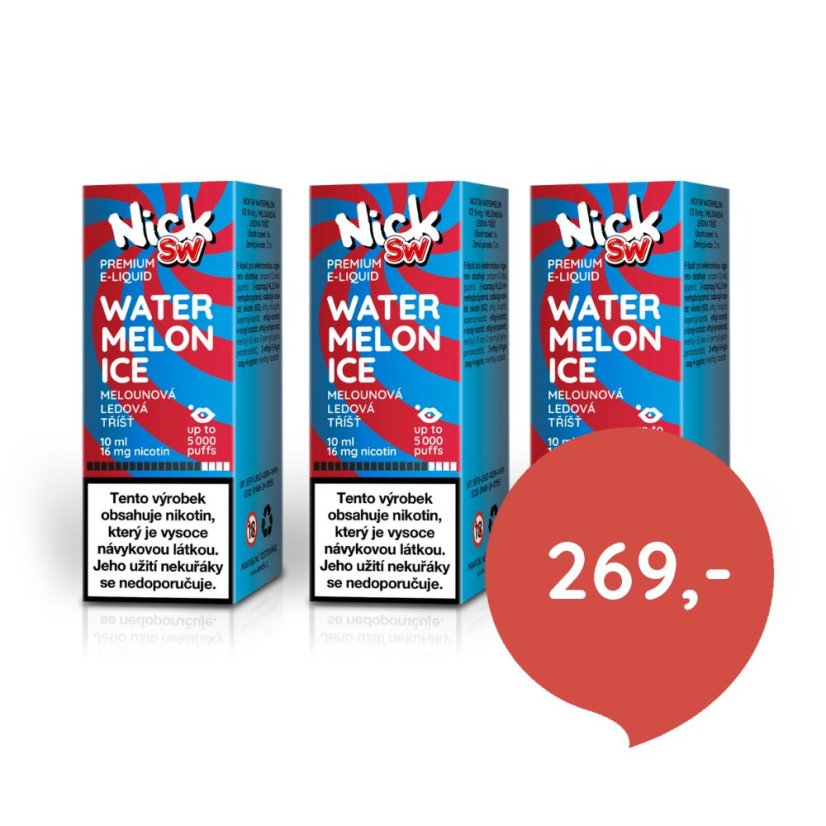 3 ks Nick e-liquid SW WATERMELON ICE 16 mg, 10 ml - cena sady 269 Kč