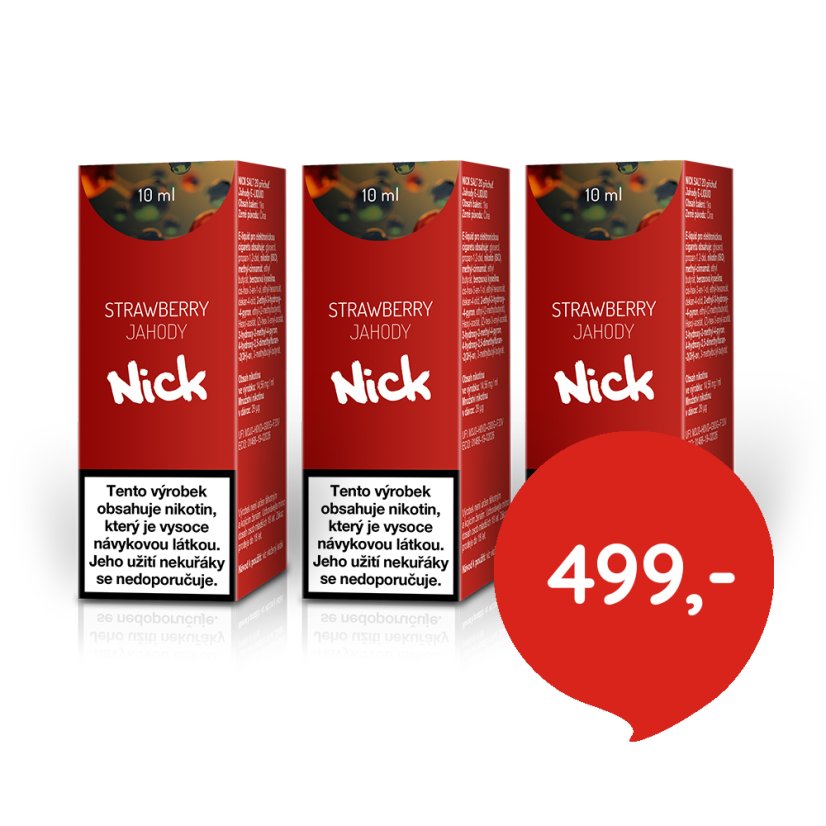 3 ks Nick e-liquid STRAWBERRY NICOTINE SALT 20 mg, 10 ml