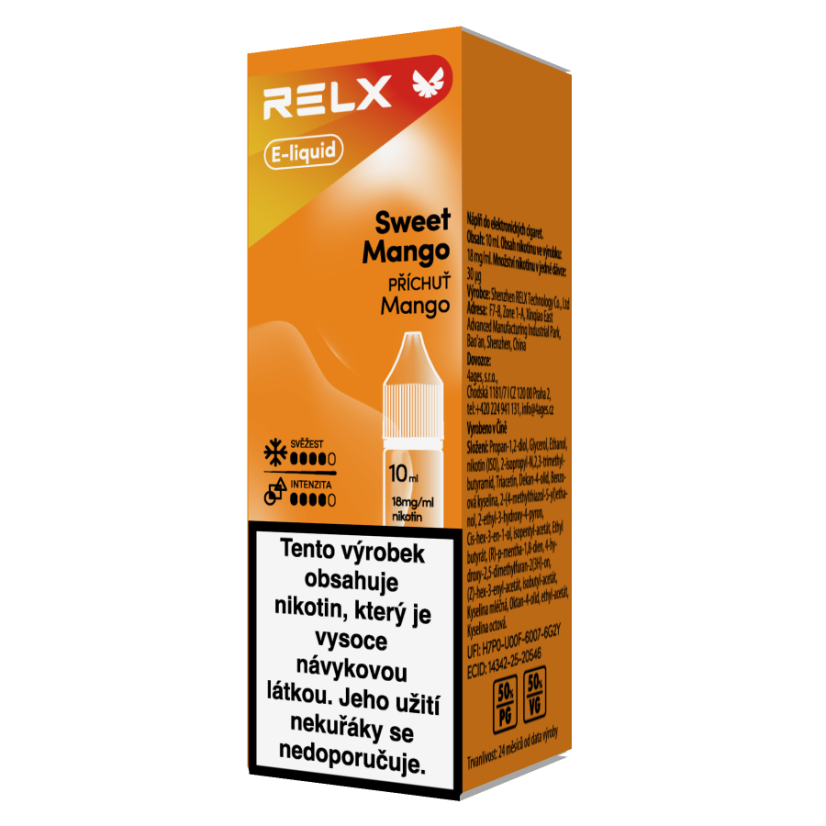 RELX e-liquid Sweet Mango 18 mg, 10 ml, U RELX e-liquid Sweet Mango 18 mg, 10 ml, U