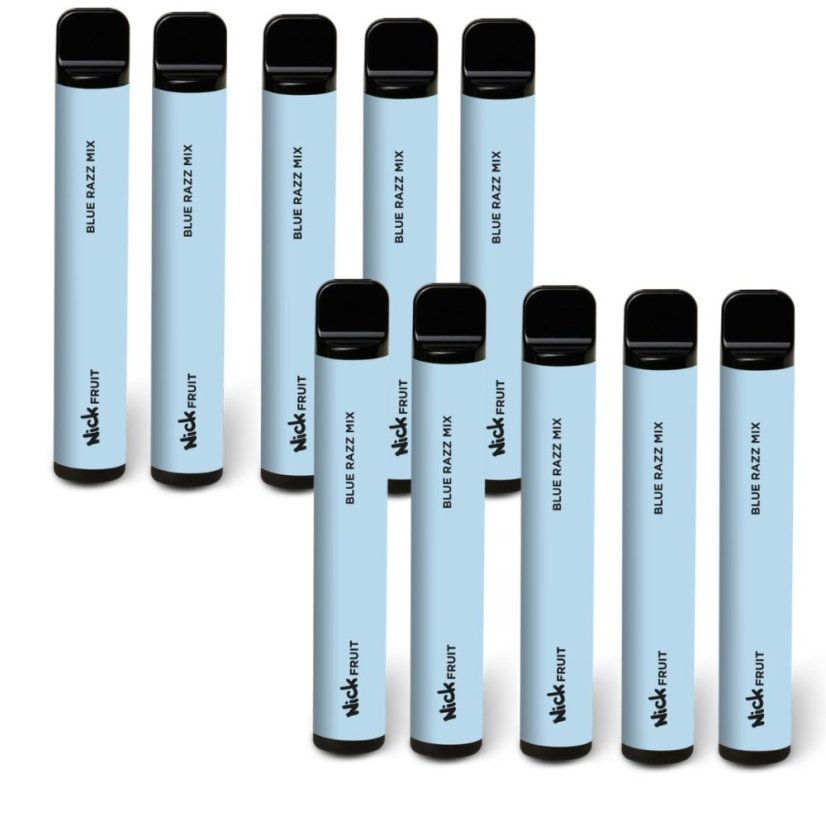 10 ks Nick Fruit BLUE RAZZ MIX 16 mg - 10 ks jednorázových e-cigaret s příchutí modrá energie