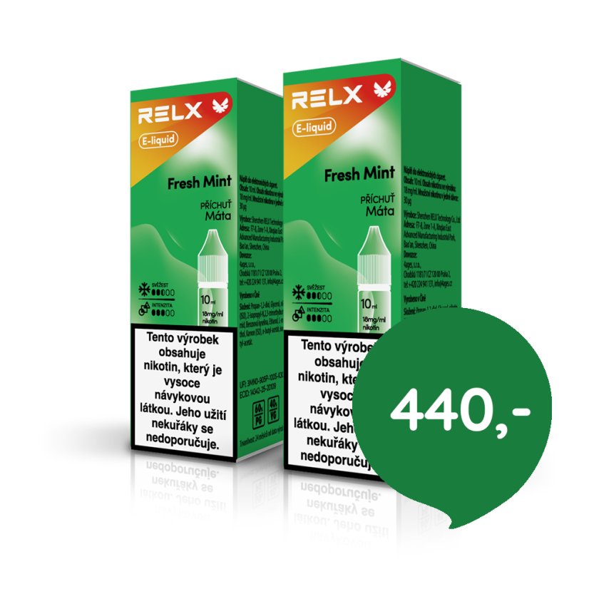 2 ks RELX e-liquid Fresh Mint 18 mg, 10 ml