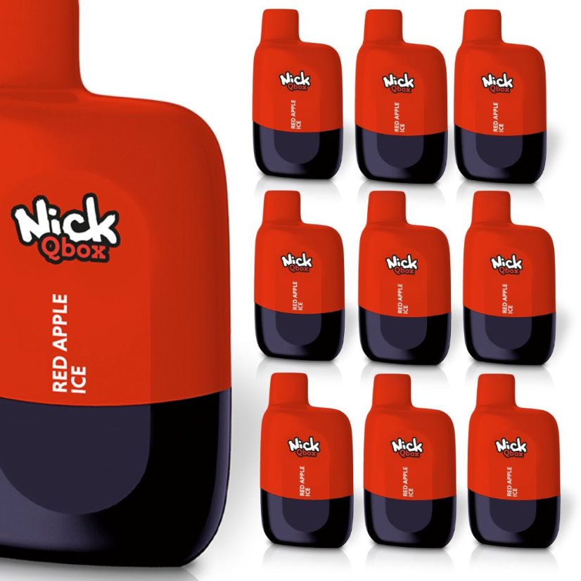 10 ks Nick Qbox RED APPLE ICE 16 mg - 10 e-cigaret QBOX s příchutí červené jablko