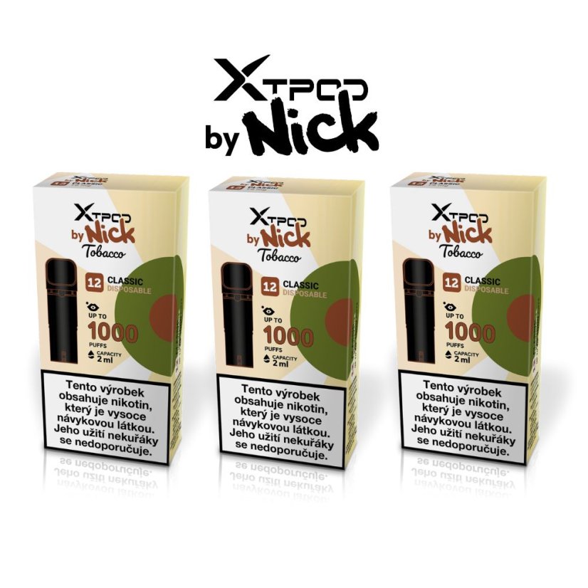 Nick XTPOD sada 3 přednaplněných podů - příchuť classic tobacco