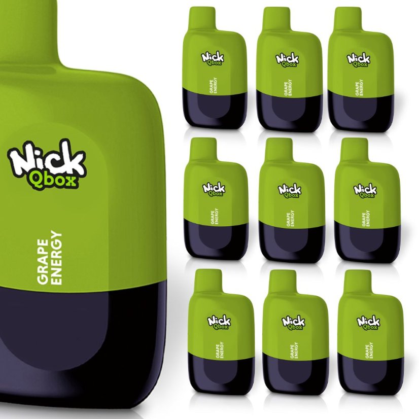10 ks Nick Qbox GRAPE ENERGY 16 mg - 10 e-cigaret s příchutí hrozno a energie