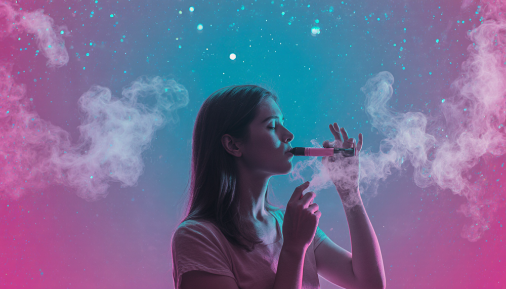 Žena používá elektronickou cigaretu – ilustrace vapování